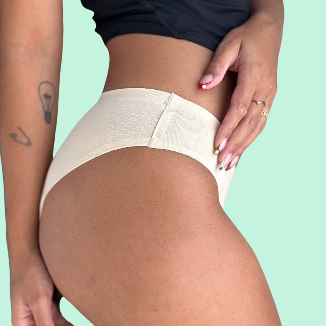 Vedetina menstrual absorbente sin costura tiro medio negra, arena, rosa viejo | emes