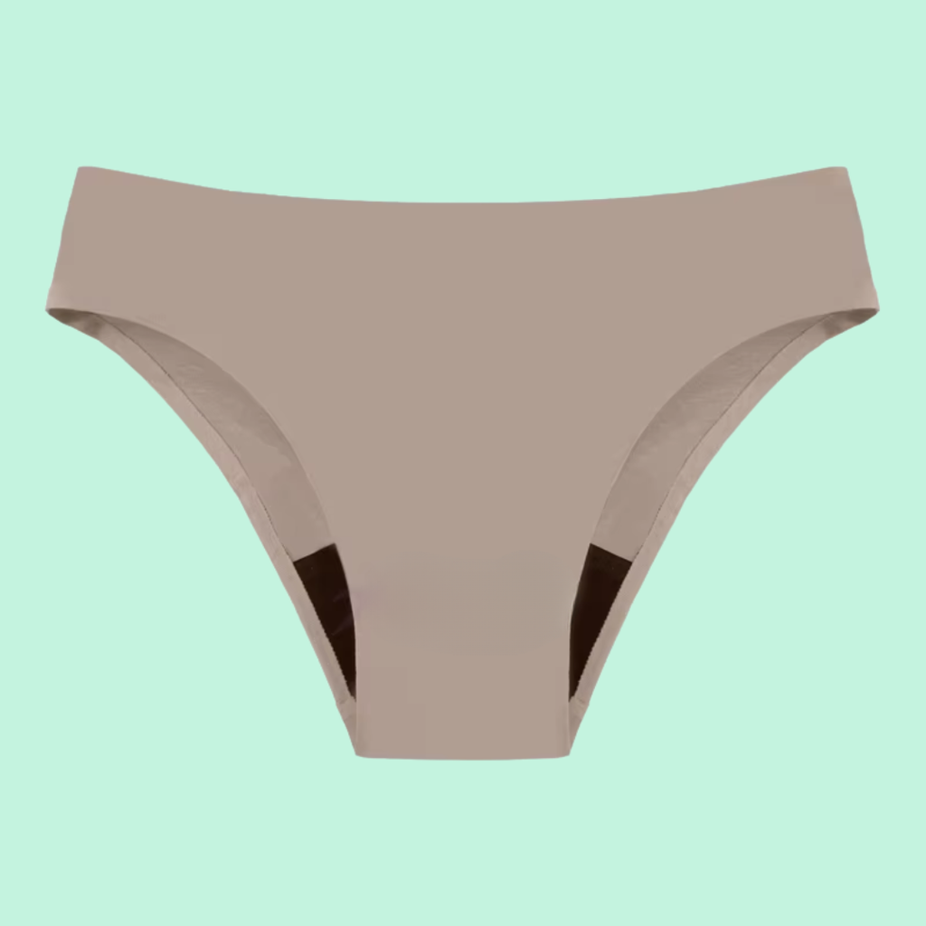 Bikini menstrual sin costura tiro bajo absorbente - color tostado | emes
