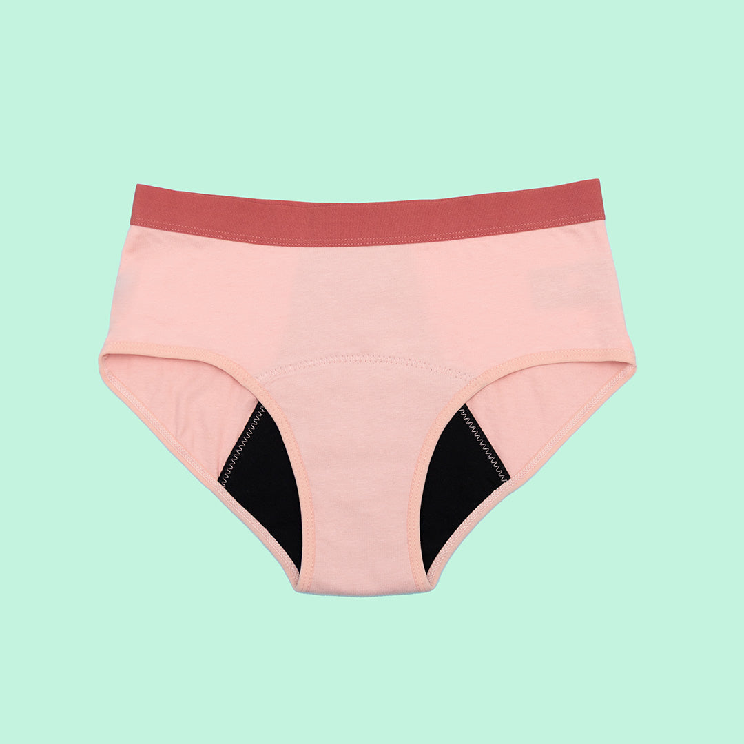 Bombacha menstrual absorbente para niñas y adolescentes - color rosa claro | emes