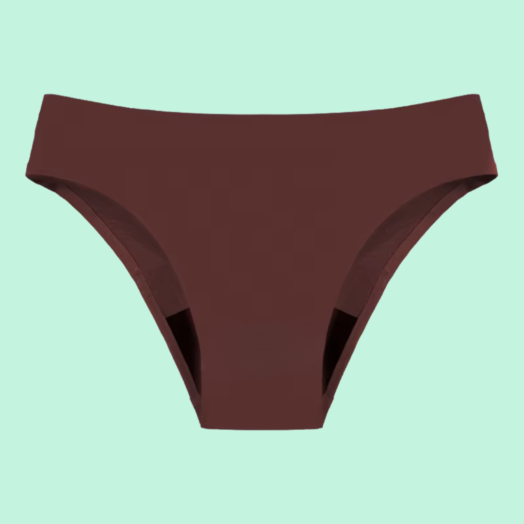 Bikini menstrual sin costura tiro bajo absorbente - color moka | emes