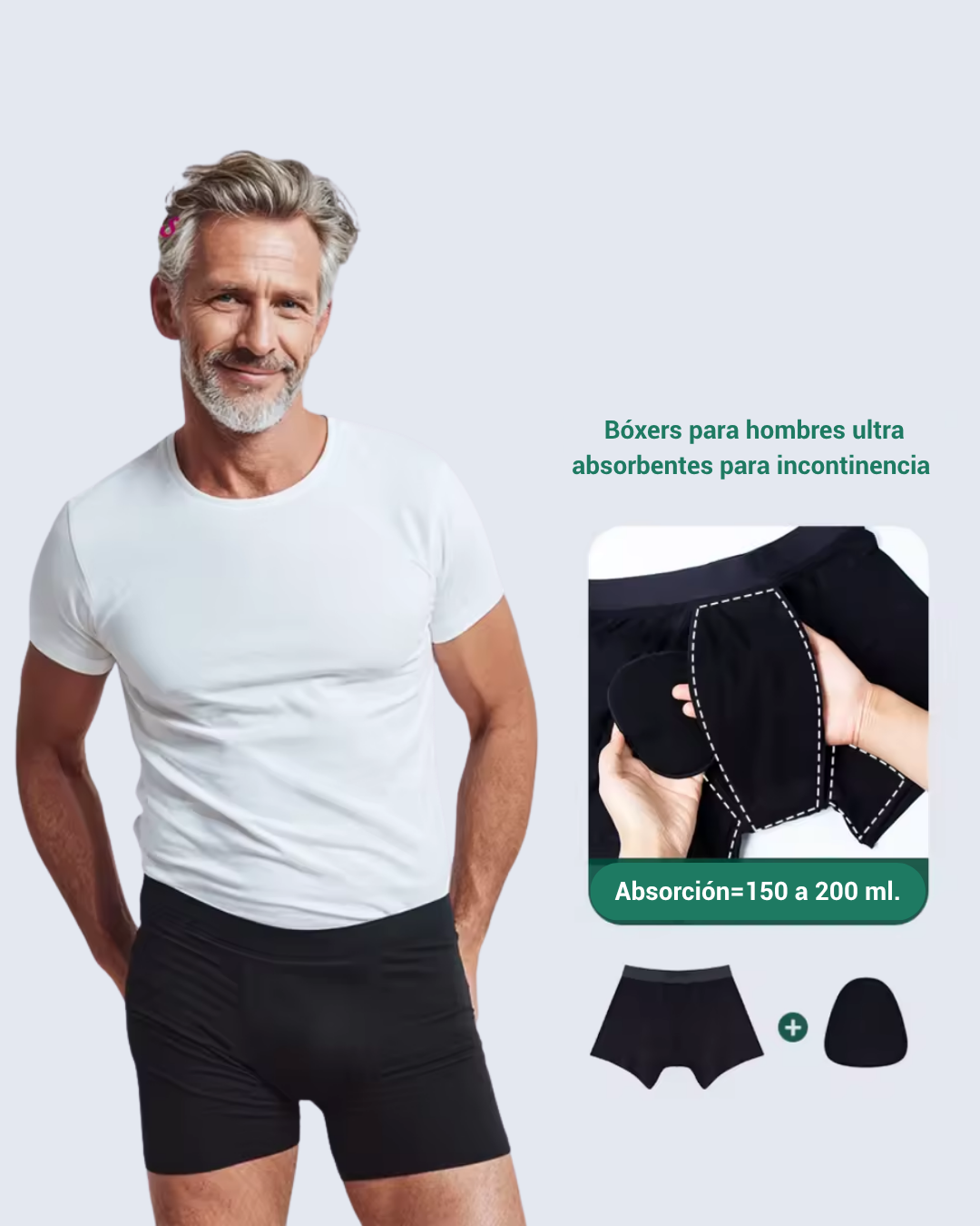 Bóxer absorbente masculino Clásico 200 - detalle capas absorbentes | emes