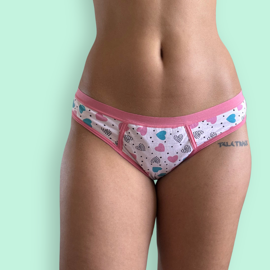 bombacha menstrual absorbente algodón orgánico niñas corazones emes