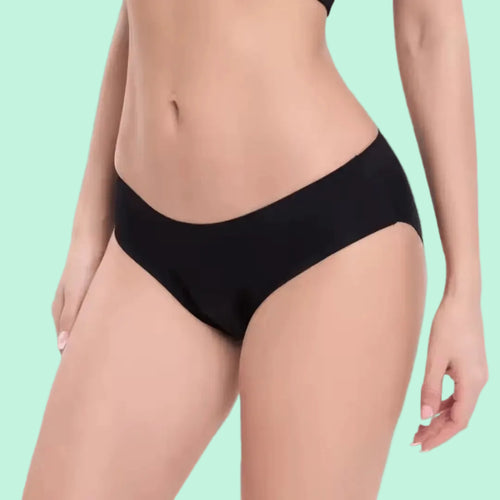 Bikini menstrual absorbente tiro medio, apto para playa y piscina