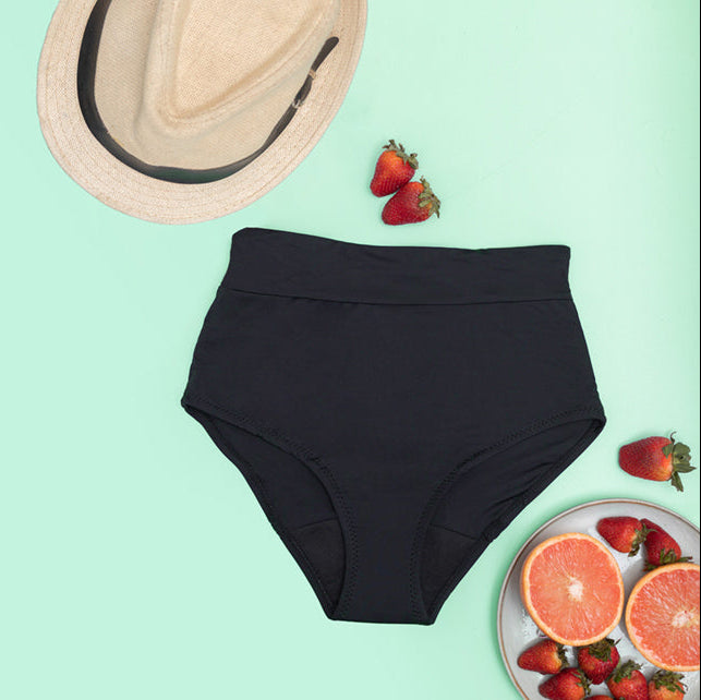 Bikini menstrual absorbente tiro alto negro | emes