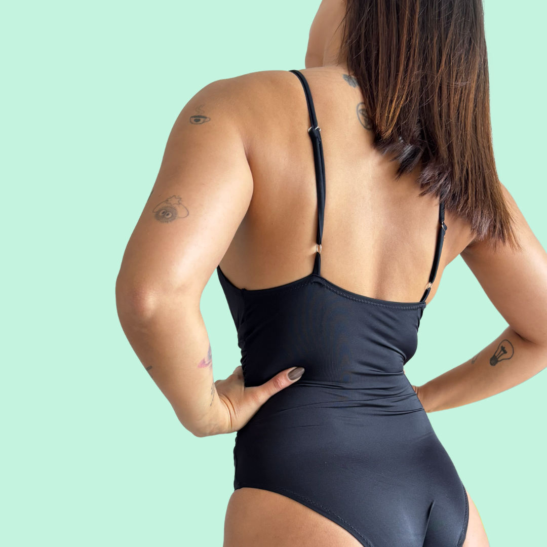 Malla menstrual entera con escote en V emes, absorbente y reutilizable