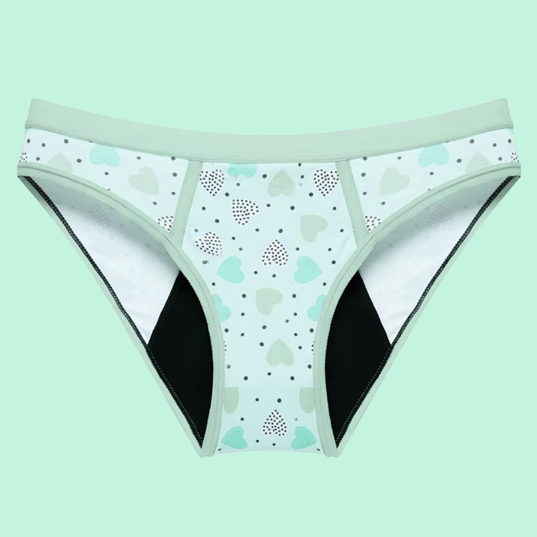 bombacha menstrual absorbente algodón orgánico niñas corazones emes