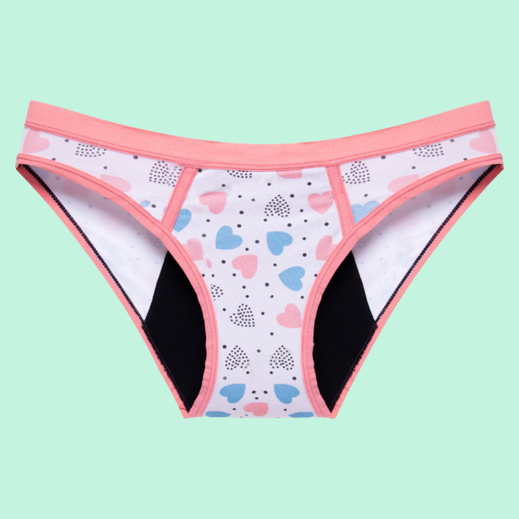 bombacha menstrual absorbente algodón orgánico niñas corazones emes