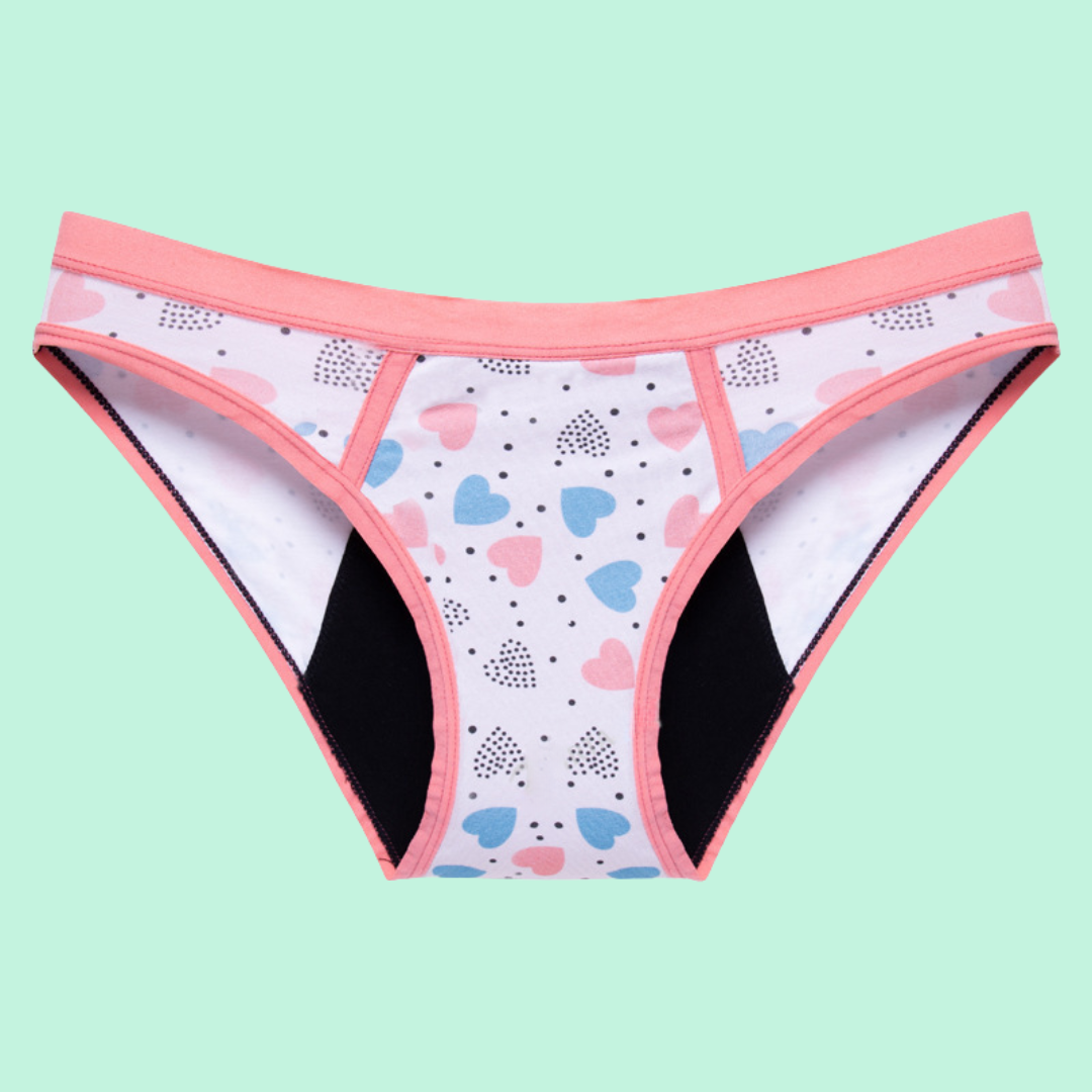 bombacha menstrual absorbente algodón orgánico niñas corazones emes