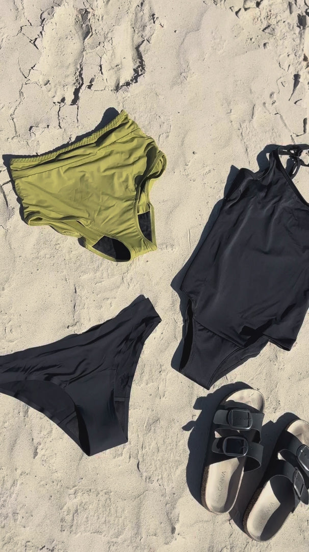 Bikini menstrual sin costura tiro bajo absorbente